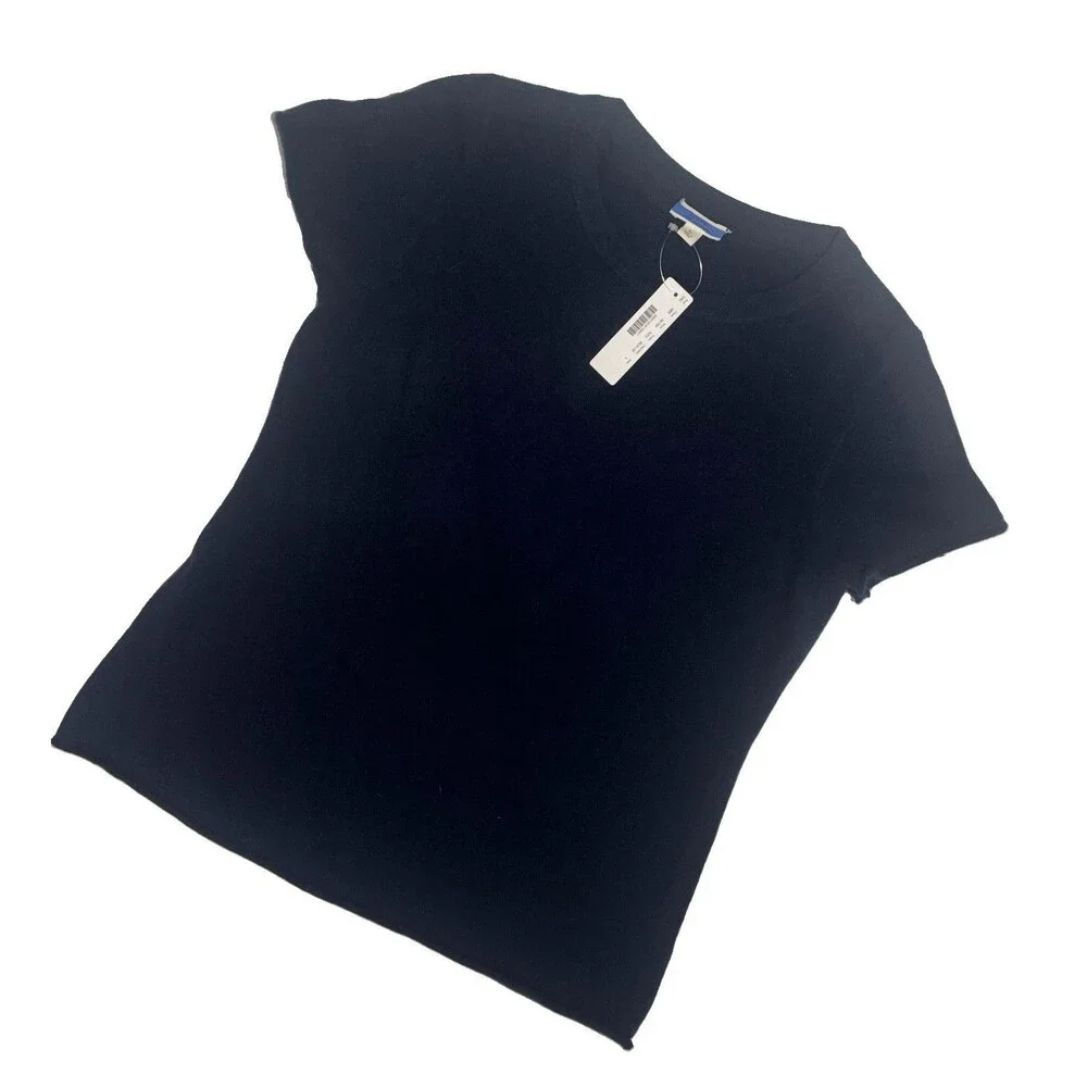 NWT J.Crew Short-sleeve Cashmere Relaxed T-shirt in Navy Blue Sweater LG